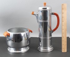 Antique FARBER BROS KROME KRAFT Chrome & Bakelite Cocktail Shaker & Ice Bucket
