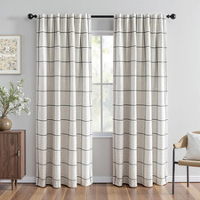 100 Blackout Plaid Farmhouse Linen Curtains 84 Inch Long 2 Panels Set for Livin