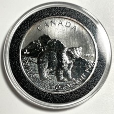 2011 Canada $5 .9999 Fine Wildlife Series Grizzly Bear 1Oz Silver Coin Capsuled