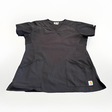 Carhartt Force Womens Black Scrub Top V-Neck Short Sleeve Modern Fit M C12106