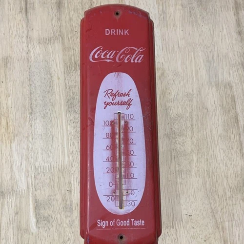 Coca-Cola Red White Soda Advertising Thermometer Sign Collectible Vintage Decor