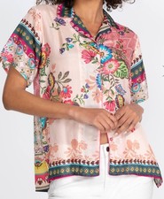 Johnny Was Floral Lakshmi Darci Button Up Top Blouse 100 Silk