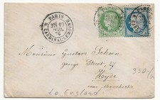 France, No 48 + 51 on Cover to England 1876