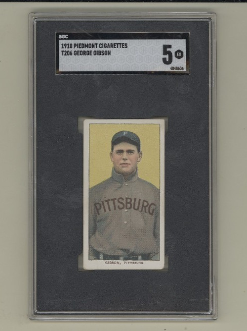 1909 T206 George Gibson Pittsburgh Pirates Piedmont Back SGC 5