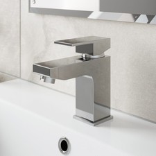 Modern Chrome Bathroom Square Tap Sets | Basin & Bath Taps with Shower & Waste