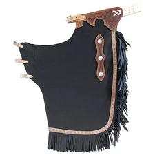 HILASON Bull Riding Chinks Adult Pro Rodeo Bronc Leather Black | Handmade Chaps