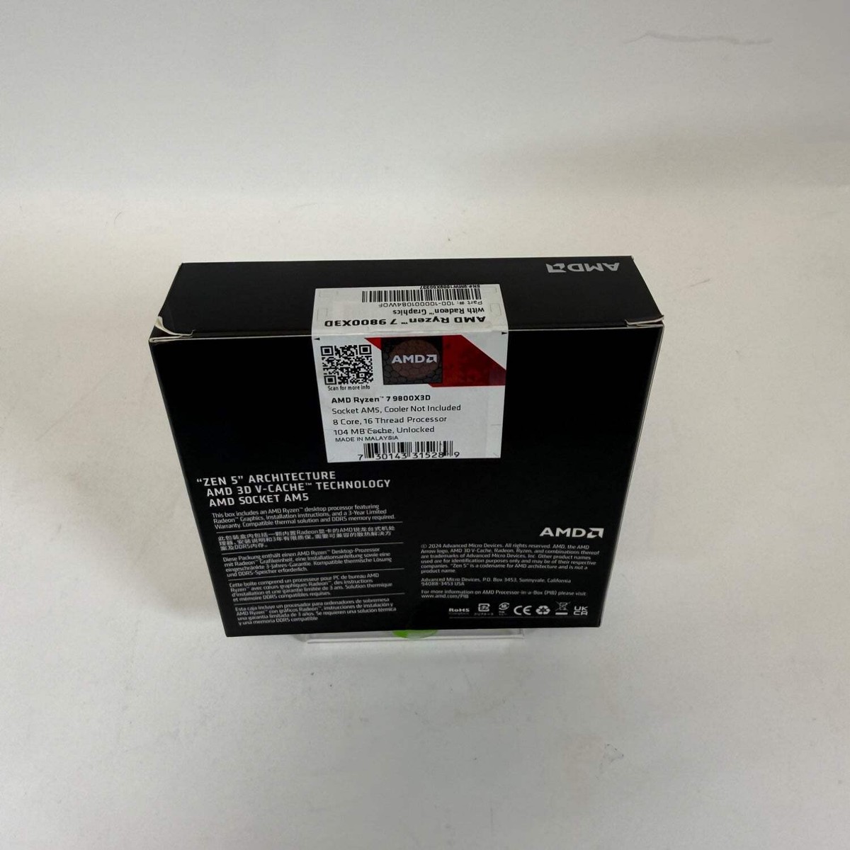 AMD Ryzen 7 9800X3D 4.70GHz 8 Core 100-100001084WOF 16 Thread AM5