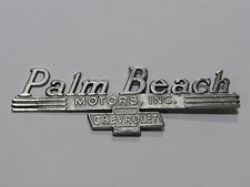 Vtg Palm Beach Motors Chevrolet Florida Metal Dealership Badge Emblem Tag Fl Oil