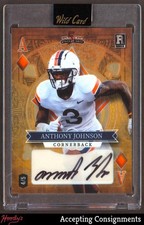 2023 Wild Card 5 Card Draw Ace Orange Anthony Johnson RC Rookie AUTO 4/5. rookie card picture