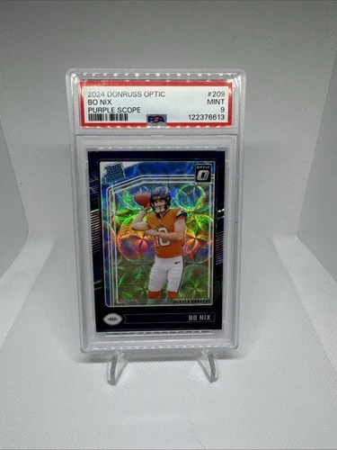 2024 Panini Donruss Optic - Rated Rookie Bo Nix #209 Purple Scope Prizm PSA 9