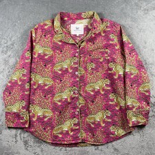 Printfresh Bagheera Pajama Top Womens Sz L Hot Pink Leopard Cotton Long Sleeve