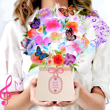 Illuminated Mother's Day Pop-Up Card with Orchids, Lilies, and Butterflies