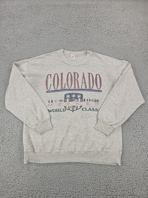 Vintage Jerzees Colorado Meeker Sweatshirt Mens XL Gray Graphic Made USA 90s