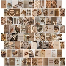 Beige Brown Aesthetic Wall Collage Kit – 100 Modern & Vintage Photos, 4"x6" S...