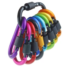 	IEBUOBO 10 Pack Aluminum D Ring Key Rings Hiking Clips Locking Carabiner for	