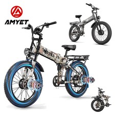 AMYET Electric Bike 2000W 52V 25AH AWD Dual Motor Folding E-bike 24" Fat Tire US