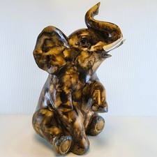 Large Setting Elephant Figurine Decor Brown Modeled Resin Animal Collectable