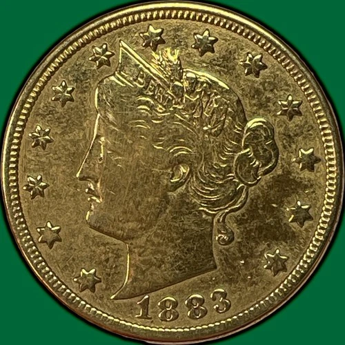 1883 Racketeer Gold Plated Liberty Head V Nickel Extremely Fine XF Coin #38120