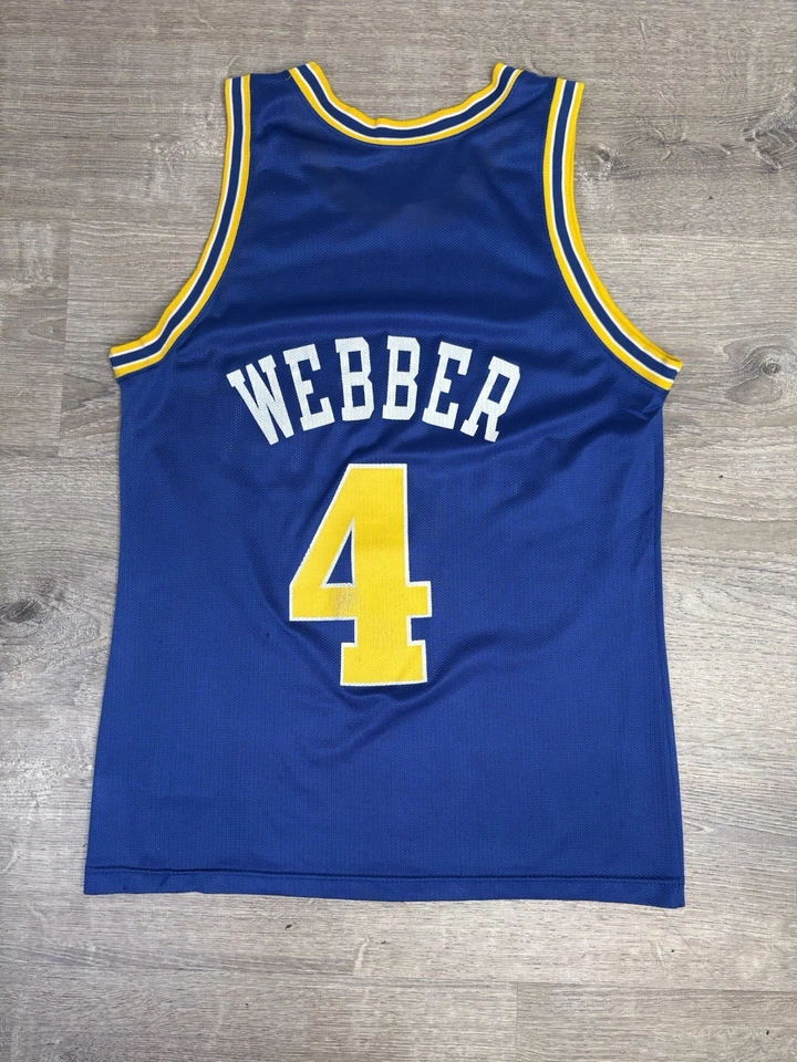 Camiseta Vintage Anos 90 Champion Golden State Warriors Chris Webber #4 Tamanho 40 - Imagem 4 de 4