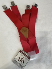 Vintage  Rooster Brand Suspenders Work Utility ClipOn Red NWT