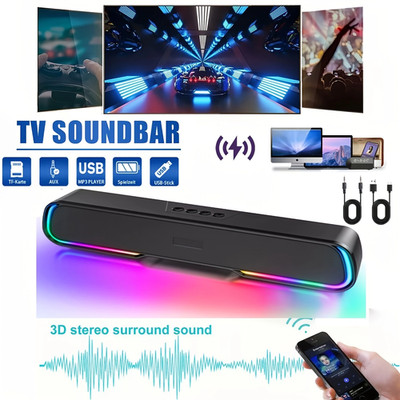 Wireless Surround Sound Bar, Portable Speaker Wireless 5.0 Stereo Bass