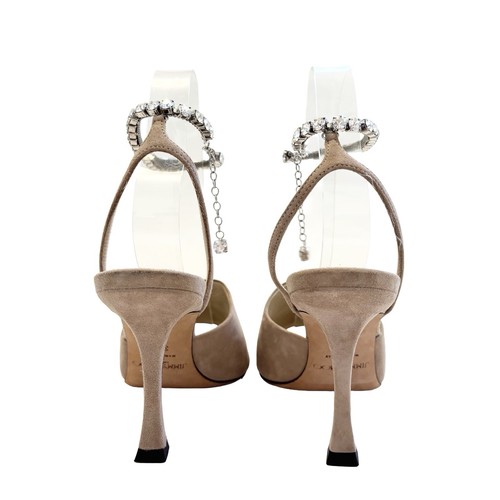 Jimmy Choo Sae 90 Suede Open Toe Heels Ballet Pink / Crystal Nude Tan EU 36,5 - Bild 5 von 13