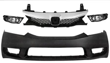 Front Bumper Cover Fascia & Grille Assembly Kit For 2009-2011 Honda Civic