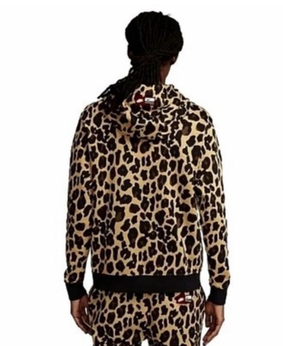 Nike Sportswear Club Fleece Leopard Print Pullover Hoodie FB9045-722 Men’s  Large - Main Image