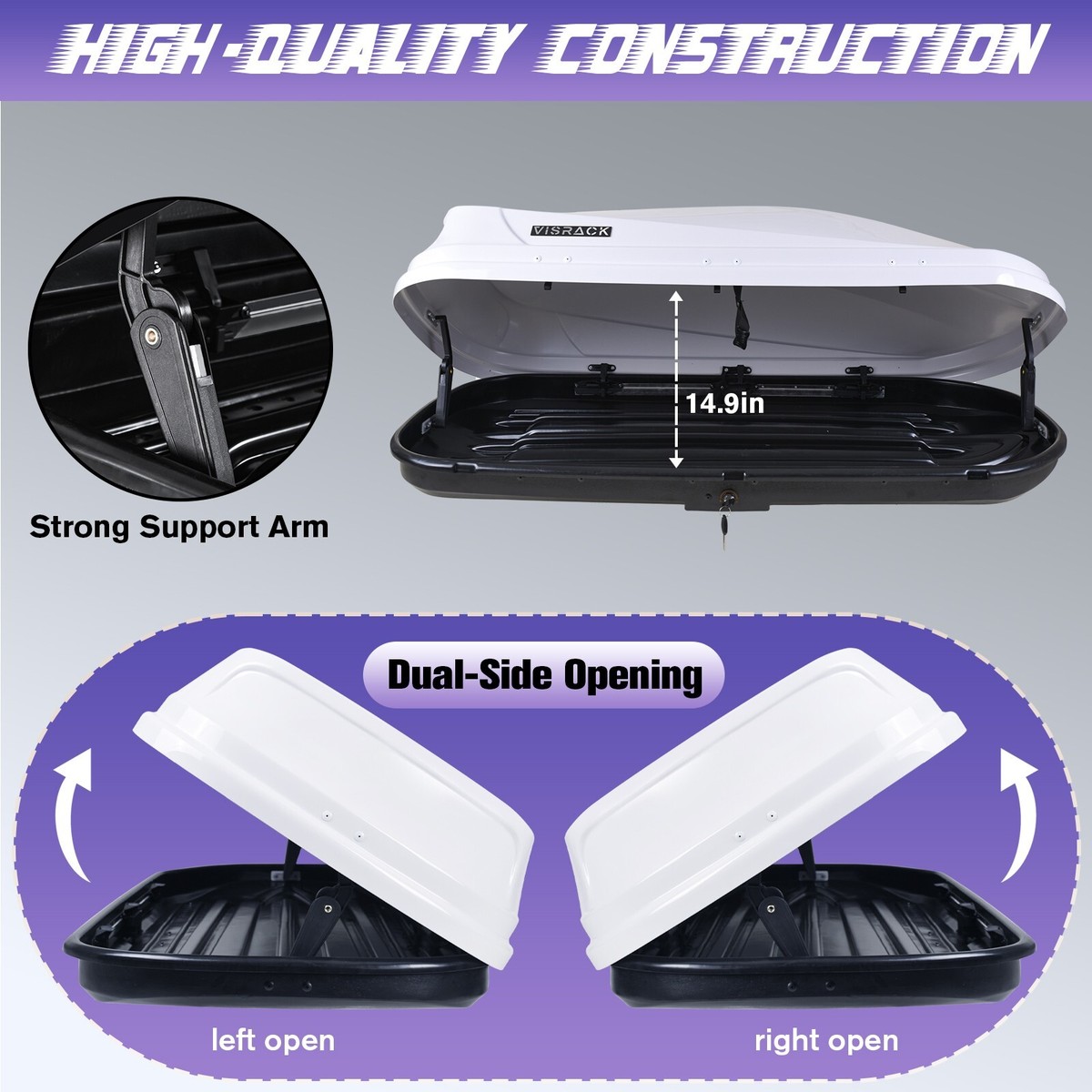 14ft³ Heavy Duty ABS Vehicle Roof Top Storage Box Cargo