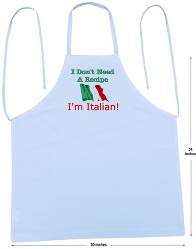 Funny Chef Aprons I'm Italian! White Kitchen Aprons, Italian Cooking Gift Idea - Picture 3 of 3