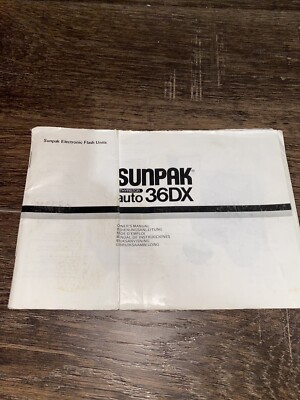 SUNPAK Auto 36DX Thyristor Camera Flash Owners Manual In English