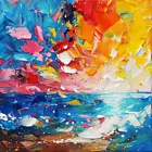 Abstract Sea & Sky Oil Painting Luxury Canvas Wall Art Picture Print Colourful