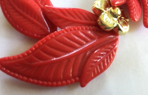 "PIMENTS" EN COMPOSITE ROUGE VIF FLEURS DOREES/ ANNEES 1980/1990 | eBay