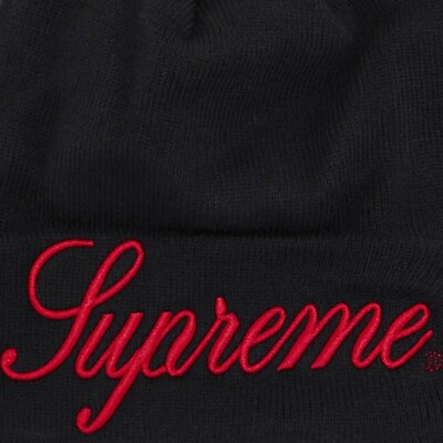 Supreme x New Era FW24 Script Beanie Navy | eBay