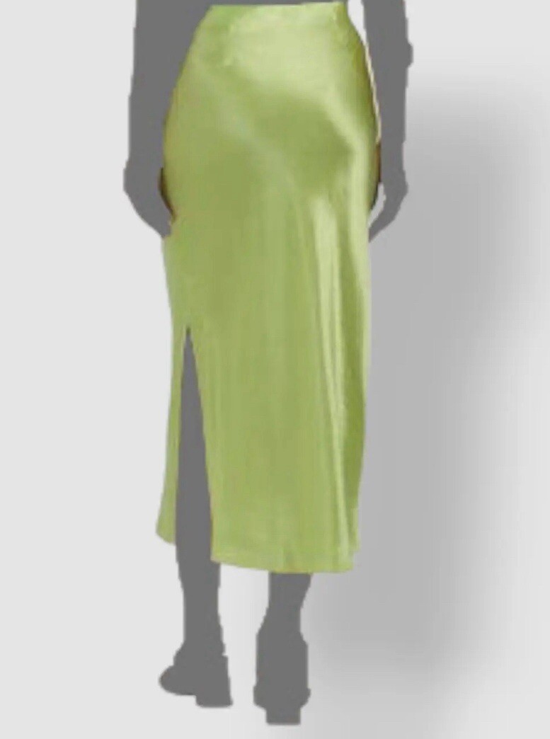 $325 Vince Women's Lime Green Side Slit Slip Skirt Size L