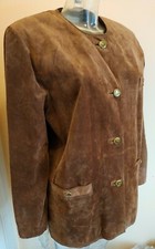 Vintage Roisin Garland Womens Brown Suede Leather Jacket Retro Size Uk 12