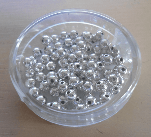 Glorex @ 1 Dose Metallicperlen @ 4 mm @ silber @ 80 Stk. @ NEU - Bild 2 von 5