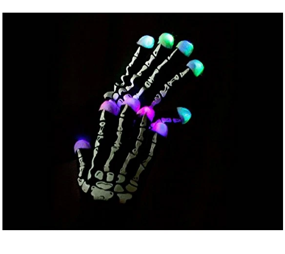 Guantes Esqueleto Iluminados LED para Fiesta Rave Cumpleaños Multicolor Foto 4 de 4