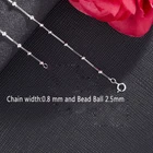Real 925 Sterling Silver Necklace 0.8mm Box Chain W/ Bead 14-28 Inch Stamped