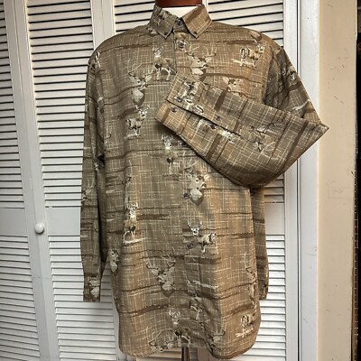 COLUMBIA  River Lodge  SIZE LARGE Button Up Shirt, Long Sleeve  DEER PRINT