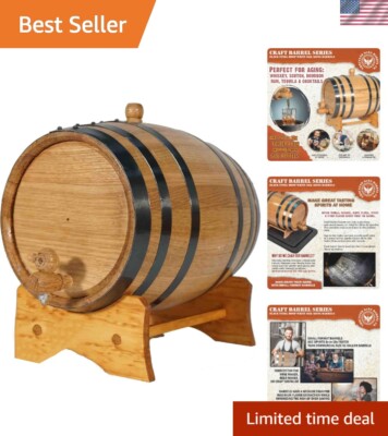 Charred Oak Aging Barrel - 1 Gallon Mini Barrel for Unique Cocktails & Spirits
