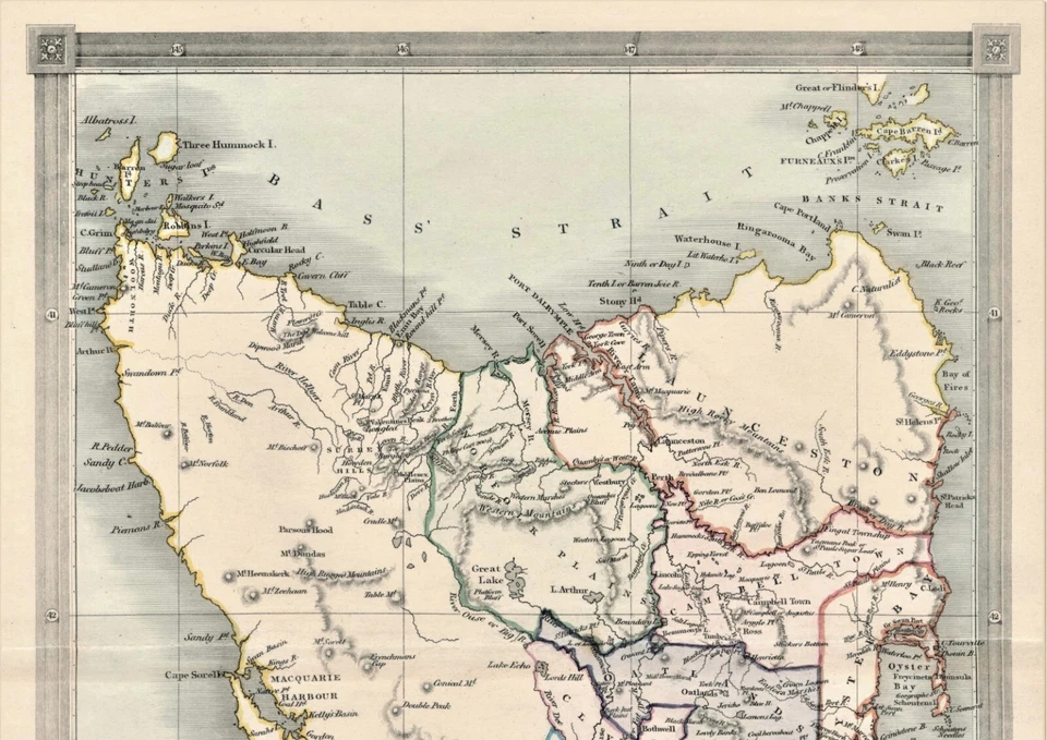 Antique Map "Van Diemens Land" (Australia) T. Kelly - A. Findlay, 1837 - Image 3 of 4