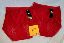 NWT VTG Lot of 2 S Wacoal Panties Sheer Lace Brief 875121 Red W7 2