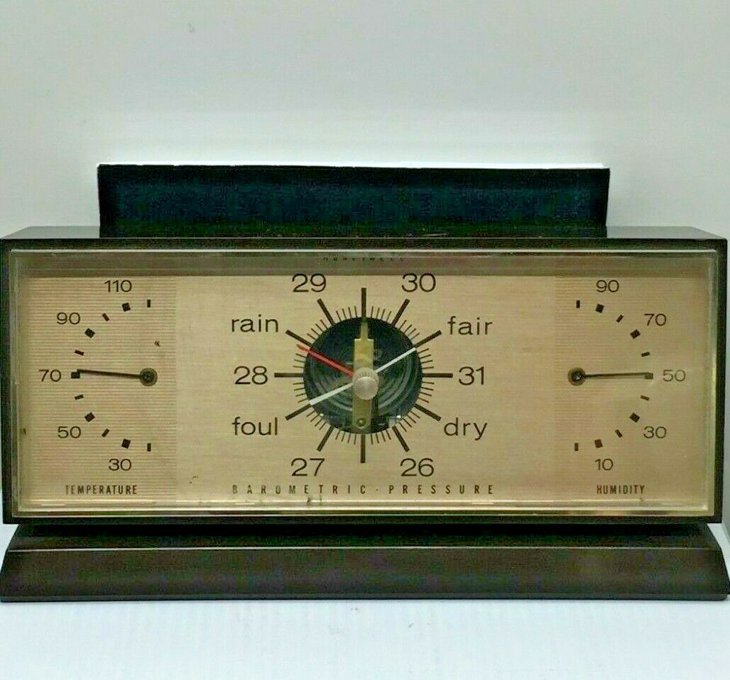 Honeywell Weather Station Vintage N30A Brown Desktop Barometer Humidity
