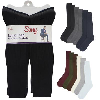 Herren 6er Pack lange Schlauchsocken 100% Baumwolle extra lange Socken verschiedene Farben 6-11