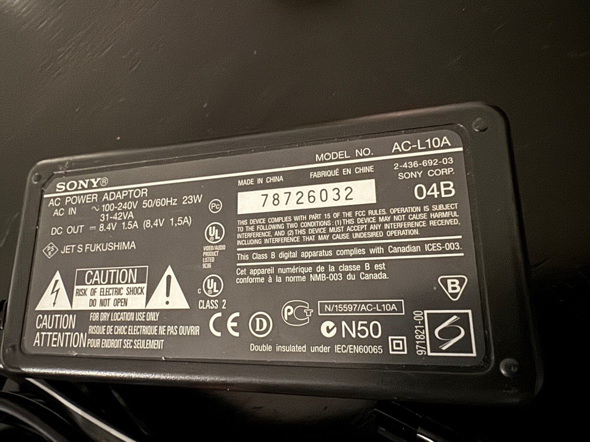Genuine Sony AC-L10A Power Adaptor Hi8 Handycam | eBay