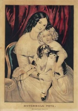 Wall Decor Poster.Home Room interior.Victorian mother child & pets.Dog.Cat.11631
