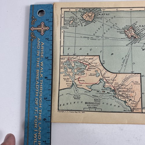 Mapa original antiguo de 1921 de Hawai Kauai los agujeros de la perla Lanai para enmarcar - Imagen 5 de 9