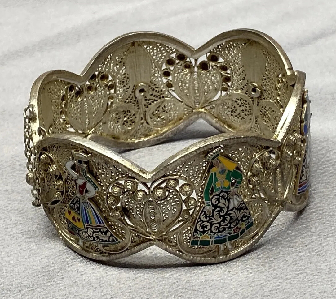 VTG Portuguese 83.3% Silver Topazio Filigree Enamel 