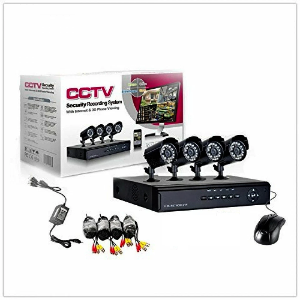 KIT VIDEOSORVEGLIANZA CCTV 4 CANALI TELECAMERA INFRAROSSI+DVR+ALIMENTATORE